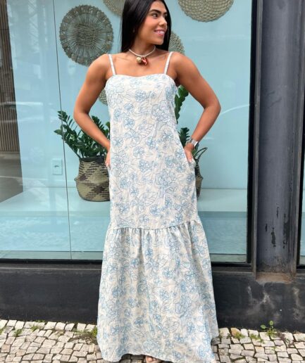 Vestido Linho Zoe - Azul