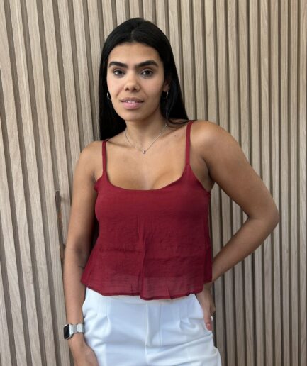 Blusa Cropped Paisley - Vinho