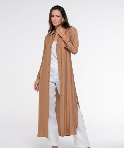 Vestido Chemise Slim - Cammel