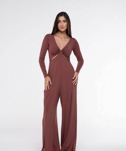 Macacão Fluity Cannes - Marrom