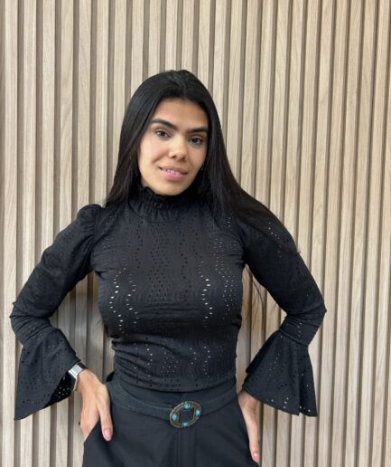 Blusa Lastex Capri Laise - Preta