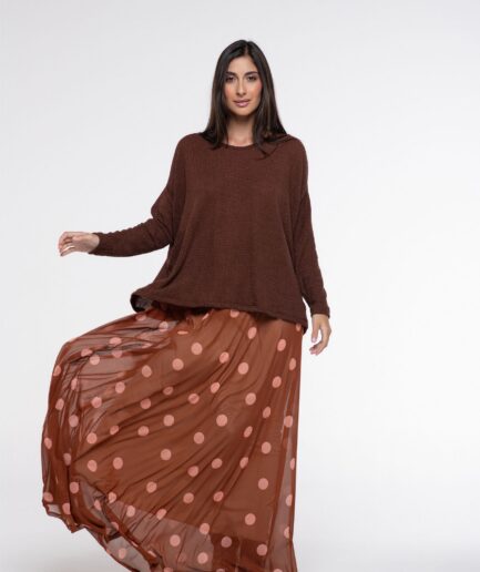 Saia Tule Poá - Marrom