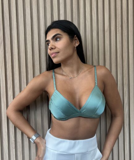 Top Brallete - Verde Cetim