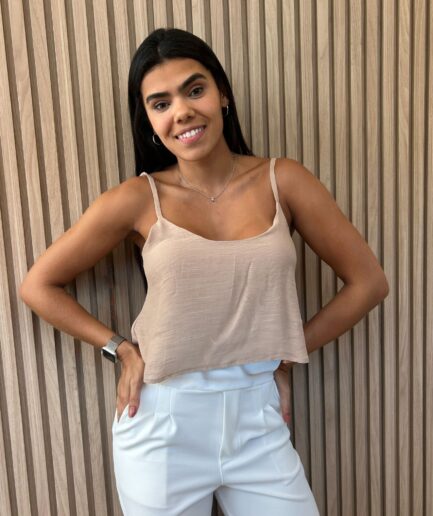 Blusa Cropped Paisley - Nude