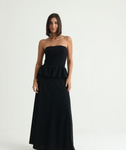 Saia Linho Aline - Preta