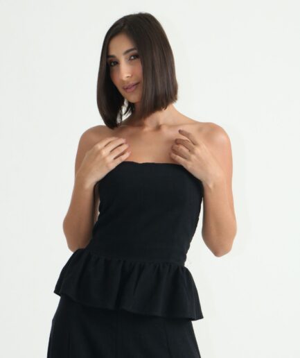 Blusa Lastex Peplum - Preta