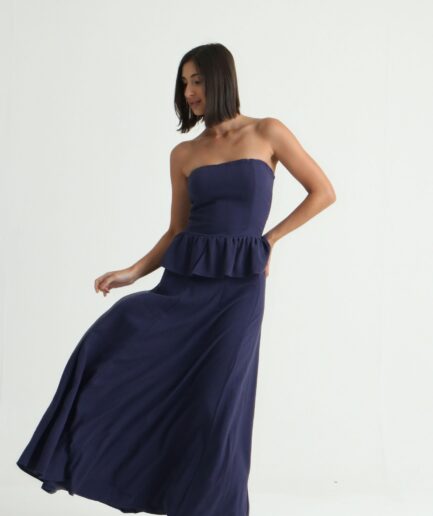 Saia Linho Aline - Marinho