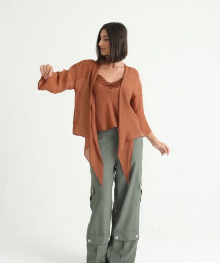 Blusa Kimono Violeta - Marrom