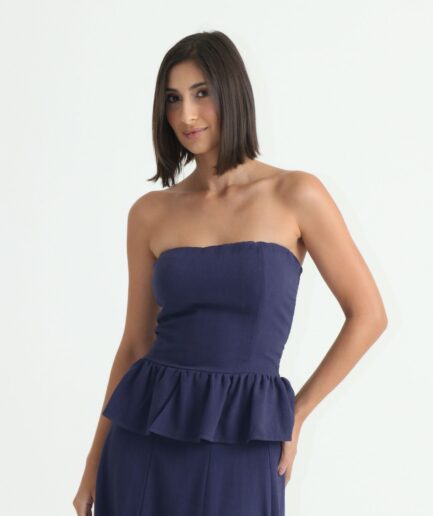 Blusa Lastex Peplum - Marinho