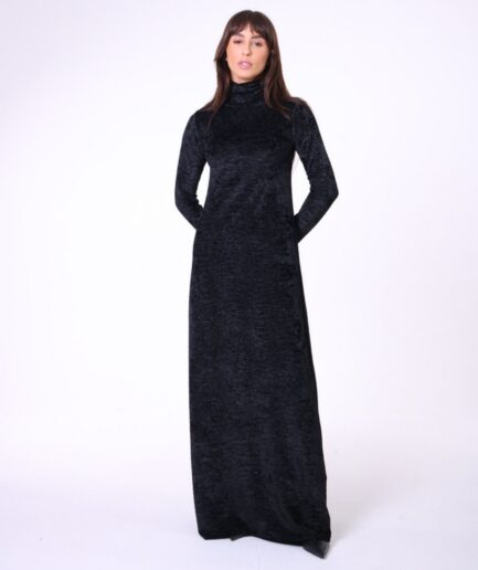 Vestido Veludo Wavy - Preto