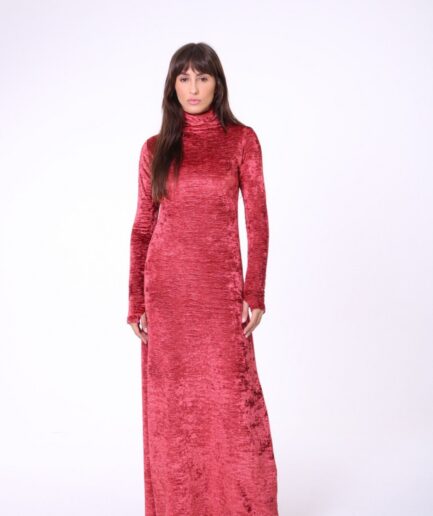 Vestido Veludo Wavy - Terracota