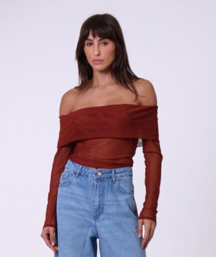 Blusa Tule Íris - Marrom