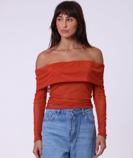 Blusa Tule Íris - Tijolo