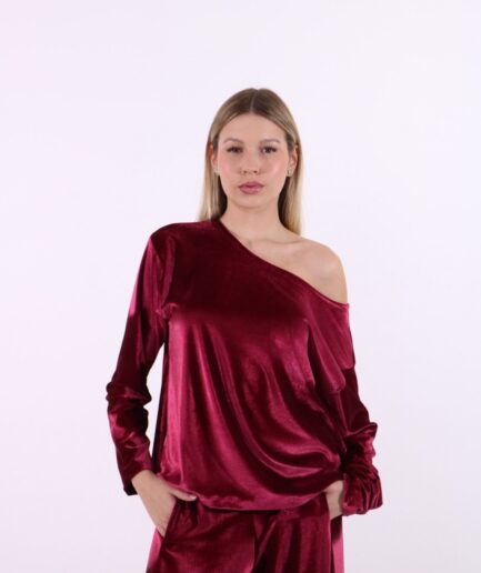 Blusa Veludo Cristal - Vinho